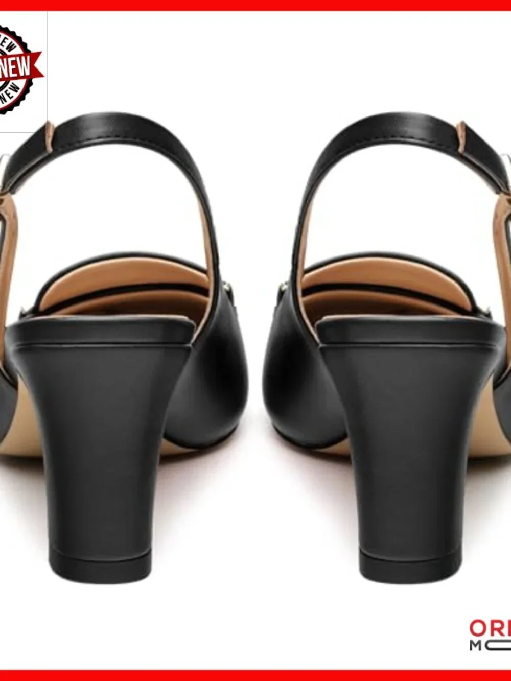 Women's Chunky Block Heel Pumps Slingback Square Toe Strappy Patent Leather